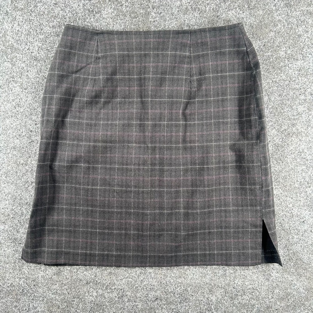Star CCC Pencil Skirts Womens 8 Charcoal Gray Plaid Stylish Stretch Minimalalist